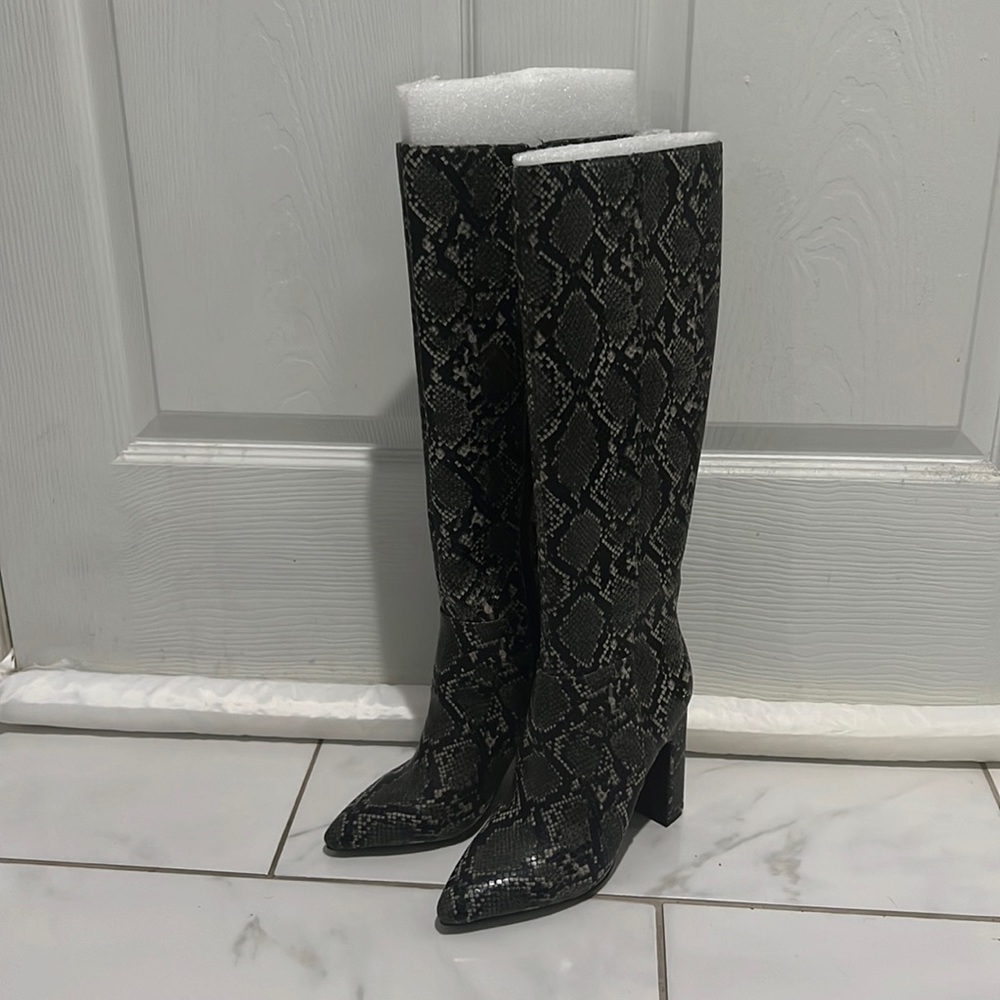 Faux snakeskin boots